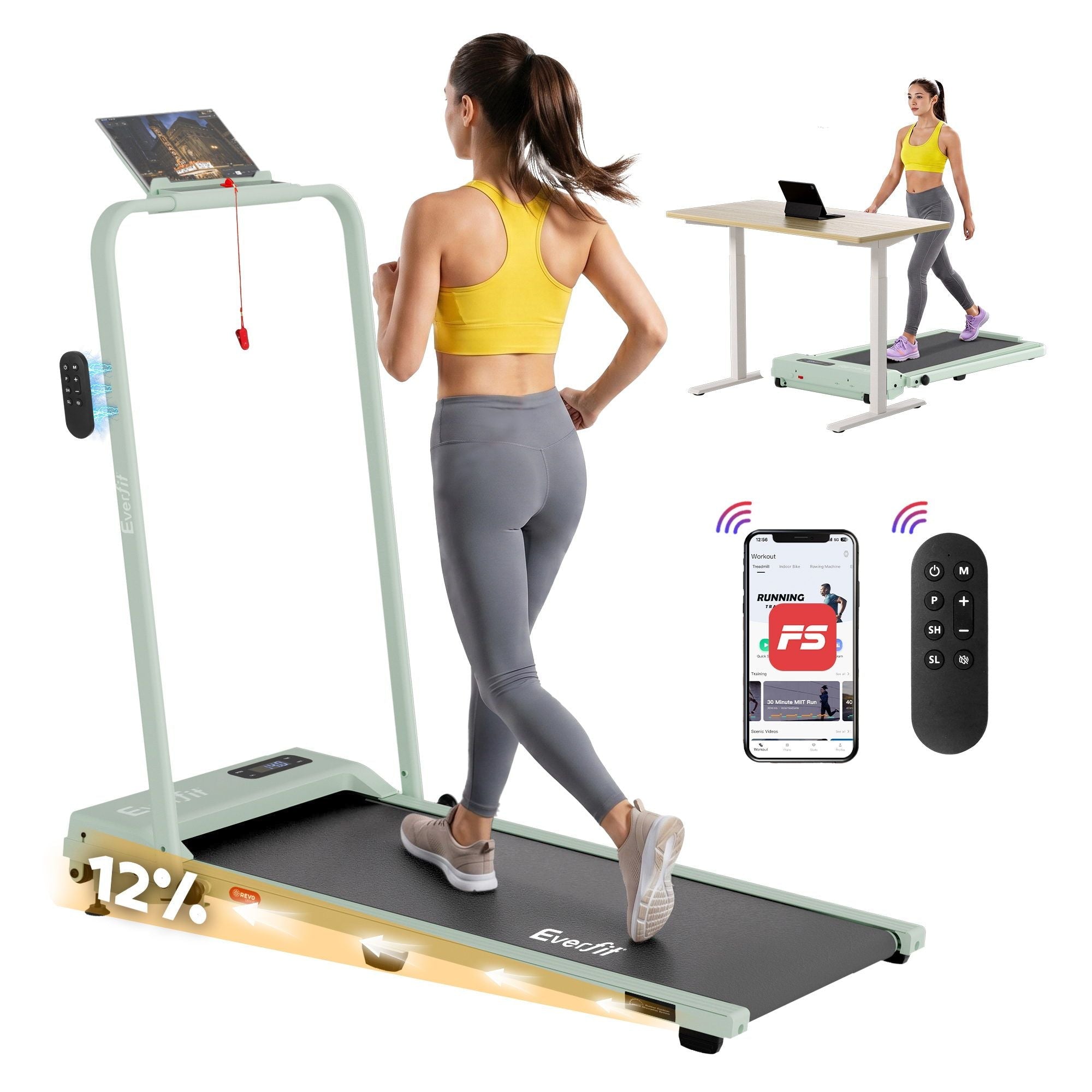 3 in 1 Walking Pad Treadmill 12% Incline Under Desk Foldable Treadmills for Home Gym With 38cm Wide Belt APP Control - Sports & Fitness > Exercise, Gym & Fitness > Treadmills - Rivercity House & Home Co. (ABN 18 642 972 209) - Affordable Modern Furniture Australia