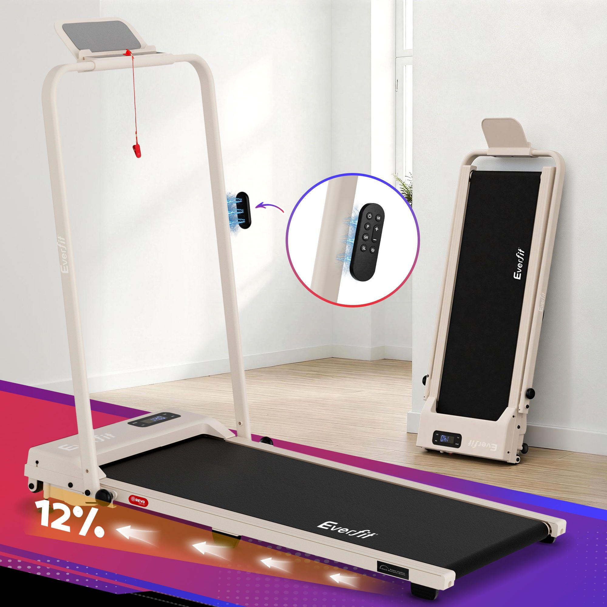3 in 1 Walking Pad Treadmill 12% Incline Under Desk Foldable Treadmills for Home Gym With 38cm Wide Belt APP Control - Sports & Fitness > Exercise, Gym & Fitness > Treadmills - Rivercity House & Home Co. (ABN 18 642 972 209) - Affordable Modern Furniture Australia