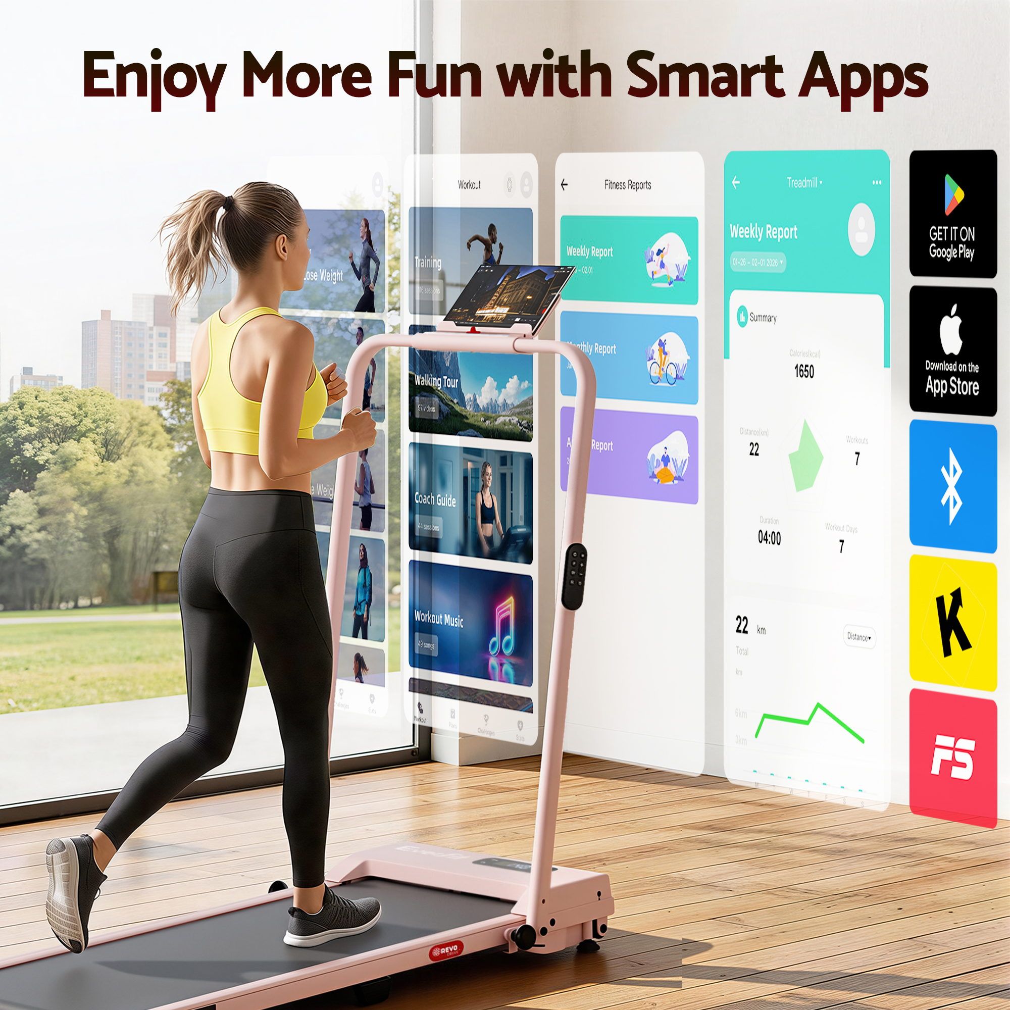 3 in 1 Walking Pad Treadmill 12% Incline Under Desk Treadmills for Home Gym With 38cm Wide Belt APP Control - Sports & Fitness > Exercise, Gym & Fitness > Treadmills - Rivercity House & Home Co. (ABN 18 642 972 209) - Affordable Modern Furniture Australia