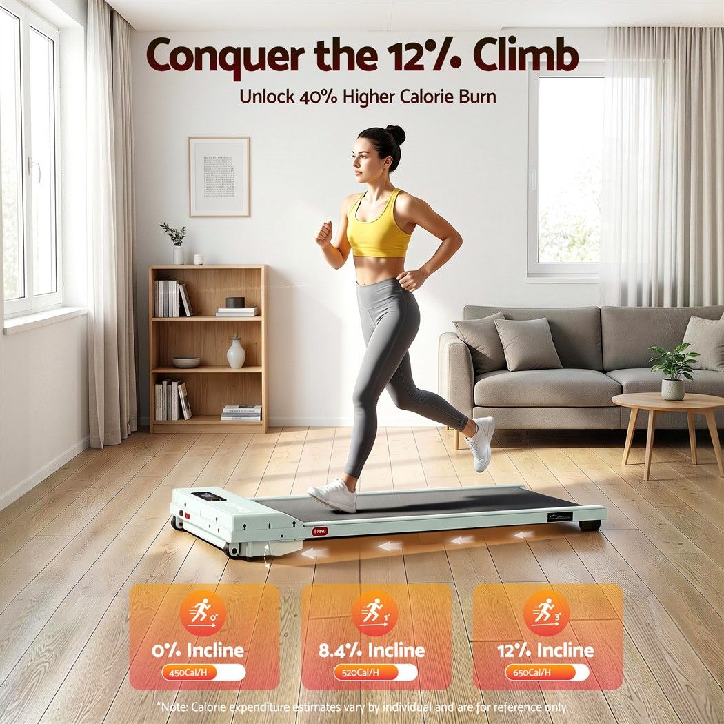 3 in 1 Walking Pad Treadmill with 12% Incline and 38cm Belt for Home Gym - Green - Sports & Fitness > Exercise, Gym & Fitness > Treadmills - Rivercity House & Home Co. (ABN 18 642 972 209) - Affordable Modern Furniture Australia