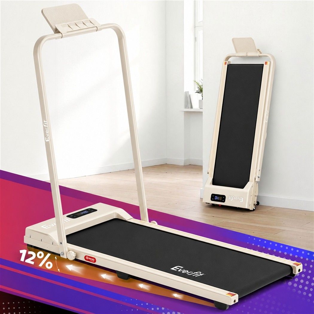 3 in 1 Walking Pad Treadmill with 12% Incline and Foldable Design for Home Use - Beige - Sports & Fitness > Exercise, Gym & Fitness > Treadmills - Rivercity House & Home Co. (ABN 18 642 972 209) - Affordable Modern Furniture Australia