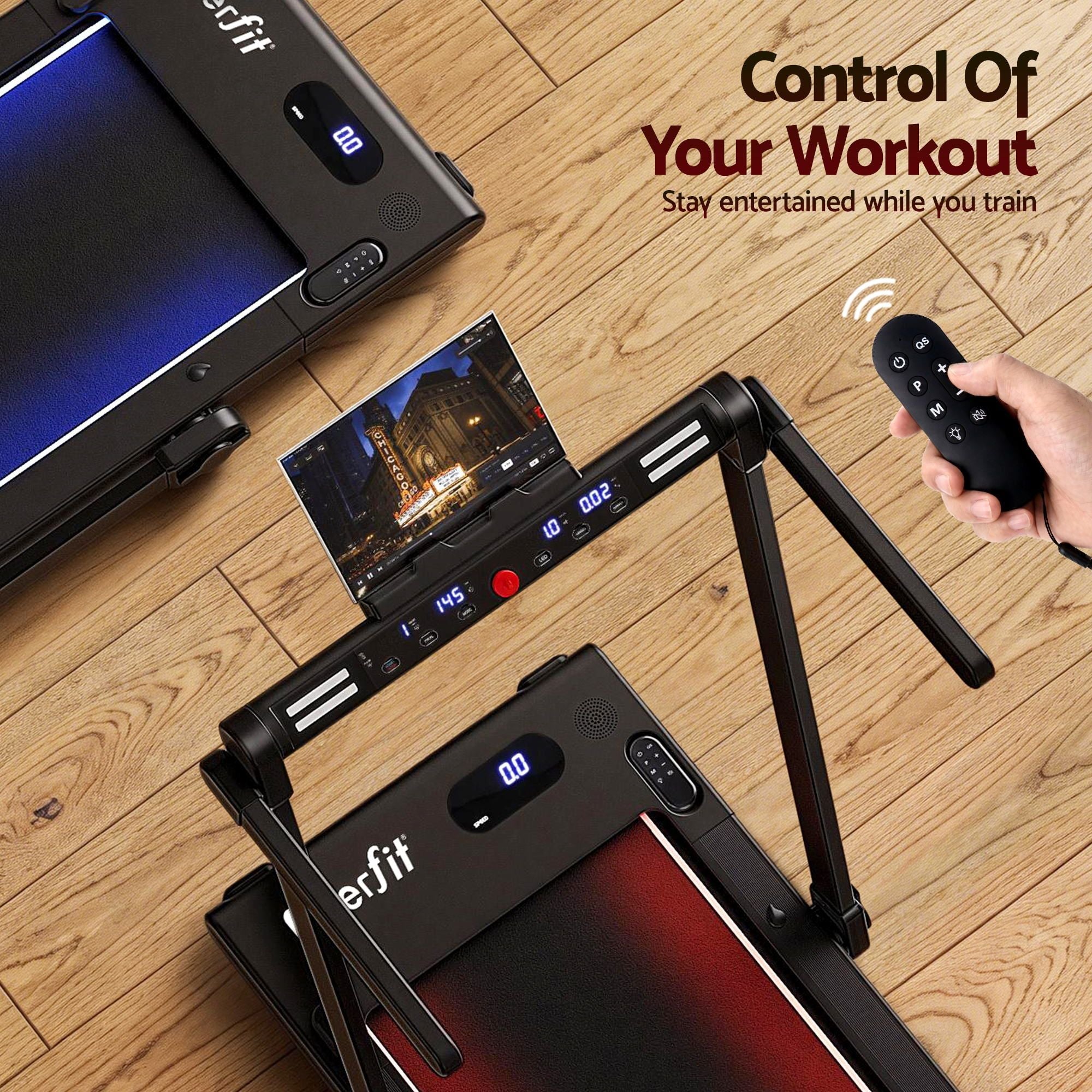 3 in 1 Walking Pad Treadmill With Led Lights Foldable Under Desk Treadmills for Home Gym 40cm Wide Belt Black - Sports & Fitness > Exercise, Gym & Fitness > Treadmills - Rivercity House & Home Co. (ABN 18 642 972 209) - Affordable Modern Furniture Australia