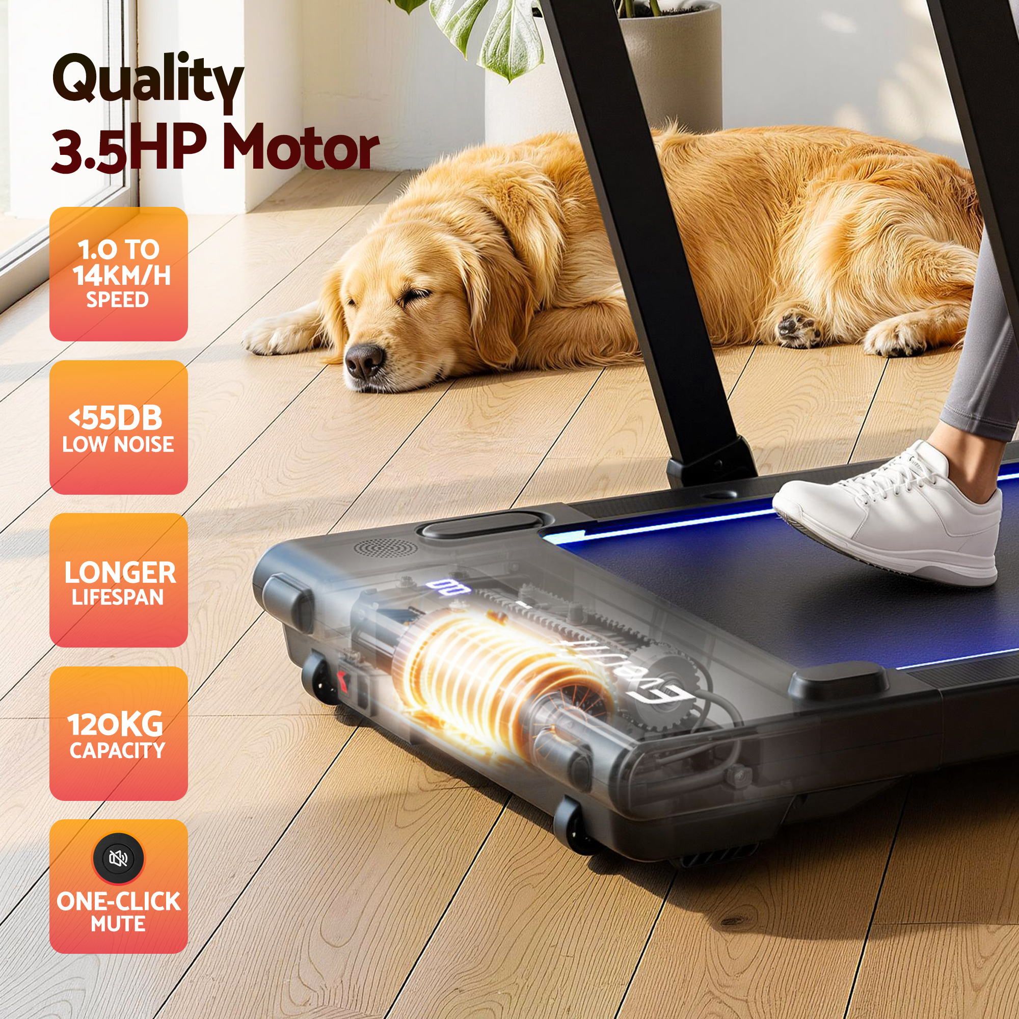3 in 1 Walking Pad Treadmill With Led Lights Foldable Under Desk Treadmills for Home Gym 40cm Wide Belt Black - Sports & Fitness > Exercise, Gym & Fitness > Treadmills - Rivercity House & Home Co. (ABN 18 642 972 209) - Affordable Modern Furniture Australia