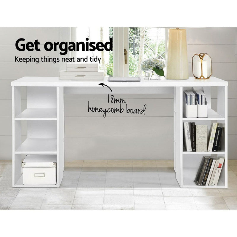 3 Level Desk with Storage & Bookshelf - White - Rivercity House & Home Co. (ABN 18 642 972 209) - Affordable Modern Furniture Australia