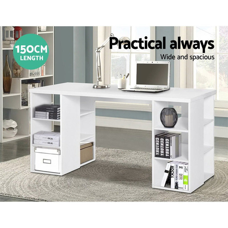 3 Level Desk with Storage & Bookshelf - White - Rivercity House & Home Co. (ABN 18 642 972 209) - Affordable Modern Furniture Australia