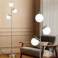 3-Light Tree Floor Lamp 165cm with Sphere Glass Shades - Metal