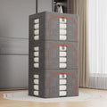 3 Pack Large 66L Clothes Storage Bins with Lids for Clothing, Bedding, Toys - Grey