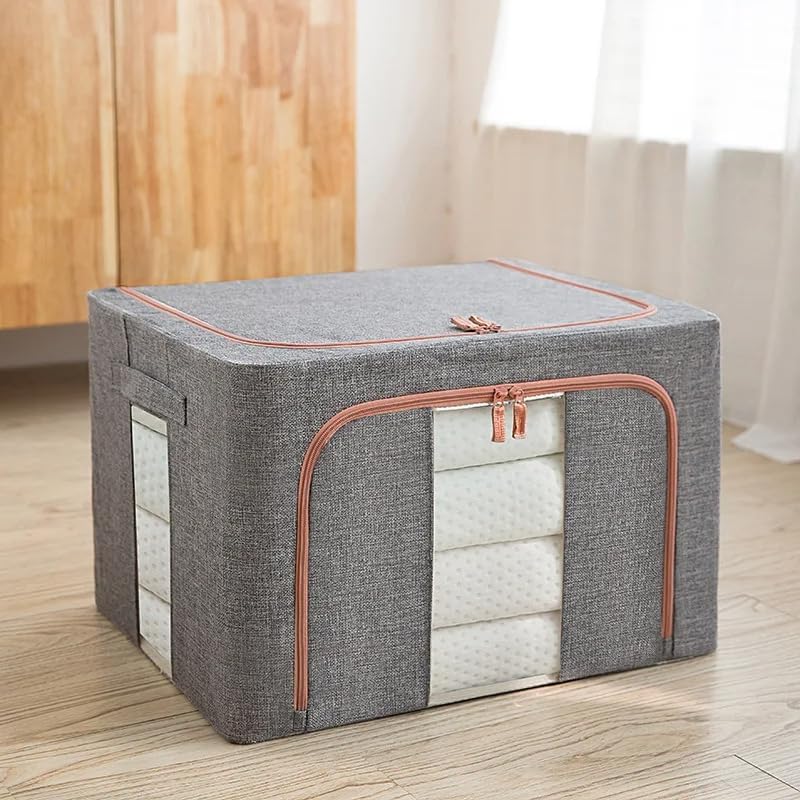3 Pack Large 66L Clothes Storage Bins with Lids for Clothing, Bedding, Toys - Grey - Home & Garden > Storage > Clothing & Wardrobe Storage - Rivercity House & Home Co. (ABN 18 642 972 209) - Affordable Modern Furniture Australia