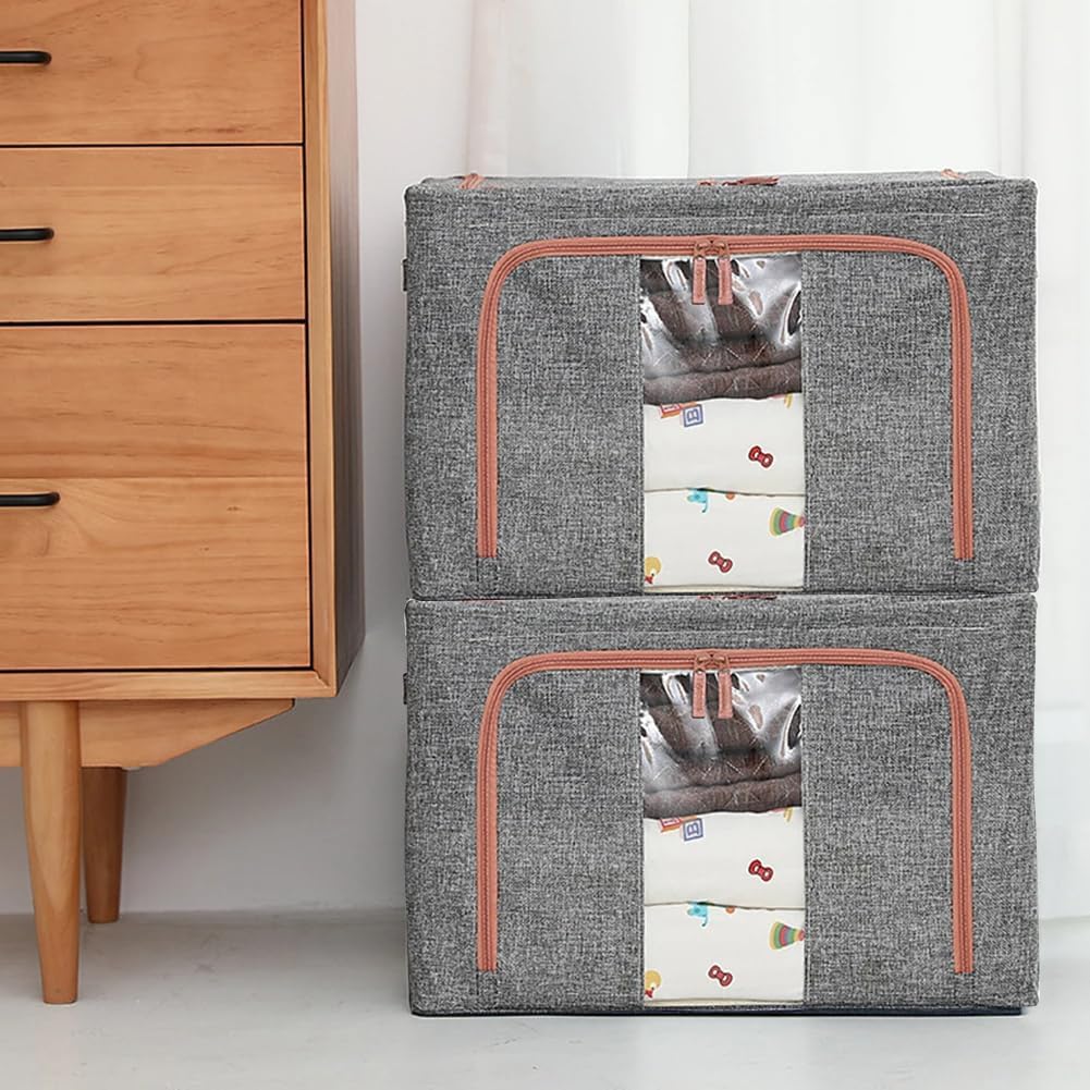 3 Pack Large 66L Clothes Storage Bins with Lids for Clothing, Bedding, Toys - Grey - Home & Garden > Storage > Clothing & Wardrobe Storage - Rivercity House & Home Co. (ABN 18 642 972 209) - Affordable Modern Furniture Australia