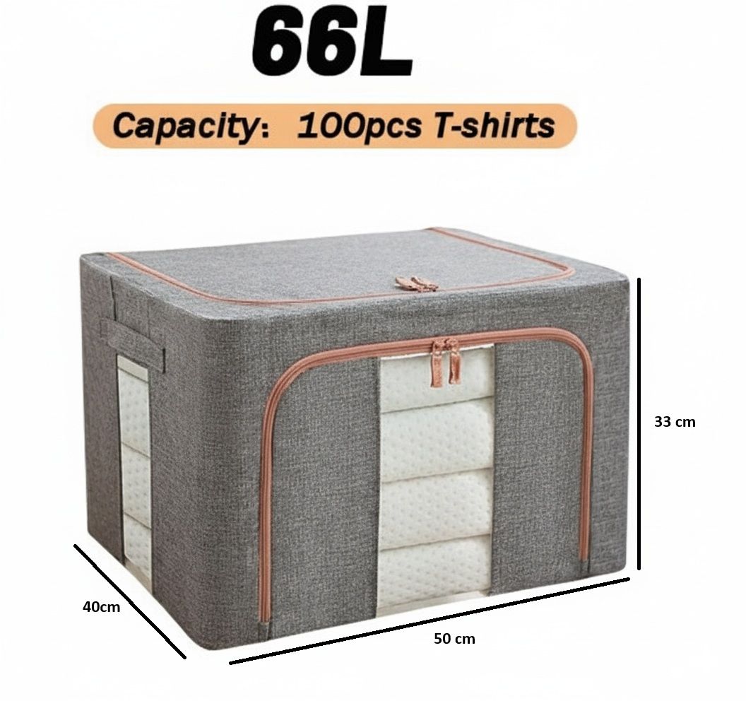 3 Pack Large 66L Clothes Storage Bins with Lids for Clothing, Bedding, Toys - Grey - Home & Garden > Storage > Clothing & Wardrobe Storage - Rivercity House & Home Co. (ABN 18 642 972 209) - Affordable Modern Furniture Australia