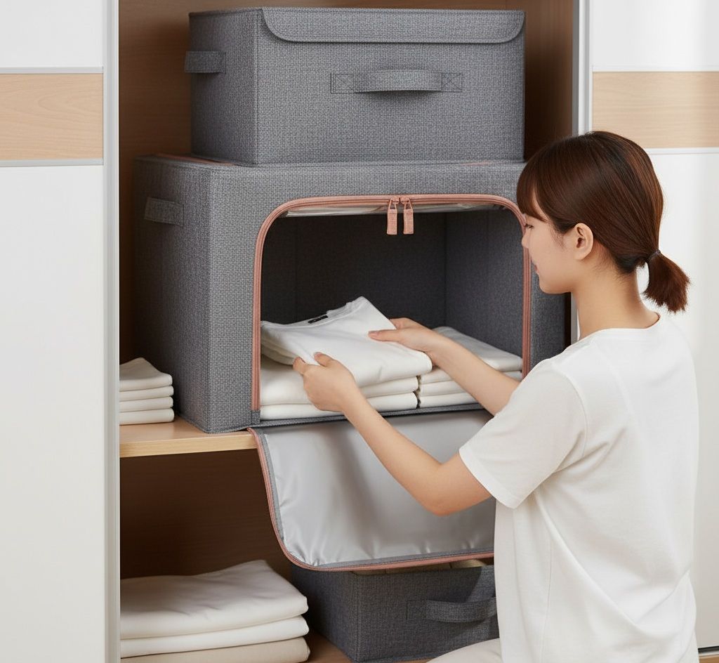 3 Pack Large 66L Clothes Storage Bins with Lids for Clothing, Bedding, Toys - Grey - Home & Garden > Storage > Clothing & Wardrobe Storage - Rivercity House & Home Co. (ABN 18 642 972 209) - Affordable Modern Furniture Australia