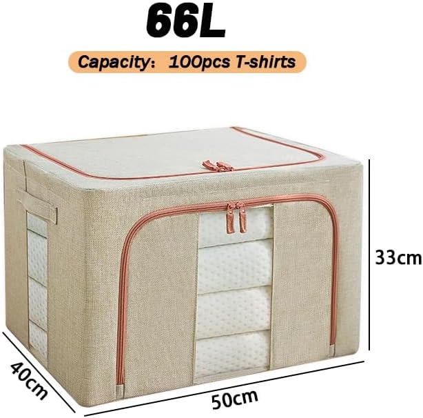 3 Pack Large Clothes Storage Bins with Lids 66L Capacity for Clothing, Bedding, Toys - Beige - Home & Garden > Storage > Clothing & Wardrobe Storage - Rivercity House & Home Co. (ABN 18 642 972 209) - Affordable Modern Furniture Australia