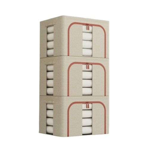 3 Pack Large Clothes Storage Bins with Lids 66L Capacity for Clothing, Bedding, Toys - Beige - Home & Garden > Storage > Clothing & Wardrobe Storage - Rivercity House & Home Co. (ABN 18 642 972 209) - Affordable Modern Furniture Australia