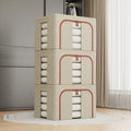3 Pack Large Clothes Storage Bins with Lids 66L Capacity for Clothing, Bedding, Toys - Beige