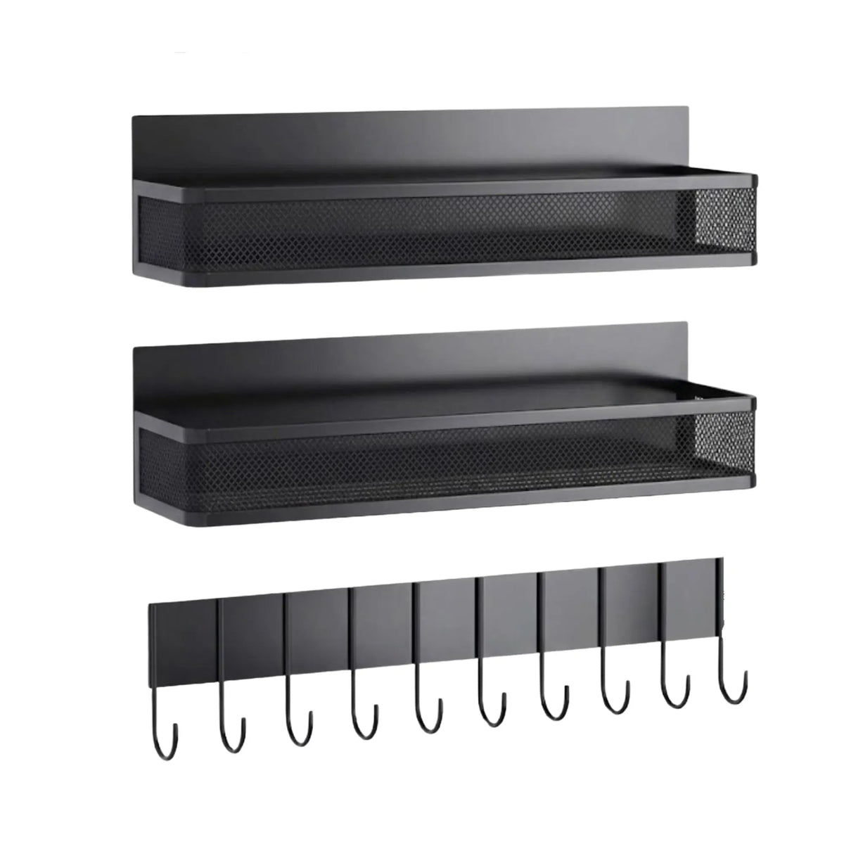 3 Pack Magnetic Spice Rack with Hook Bar for Fridge and Kitchen - Black - Home & Garden > Kitchenware > Food Storage - Rivercity House & Home Co. (ABN 18 642 972 209) - Affordable Modern Furniture Australia