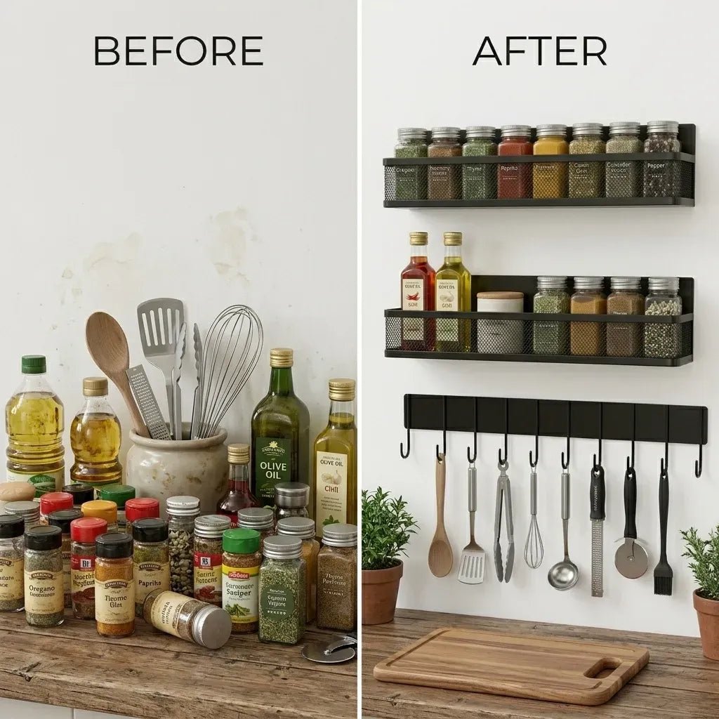 3 Pack Magnetic Spice Rack with Hook Bar for Fridge and Kitchen - Black - Home & Garden > Kitchenware > Food Storage - Rivercity House & Home Co. (ABN 18 642 972 209) - Affordable Modern Furniture Australia