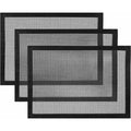 3 Pack Reusable Fibreglass Grill Mats 40 x 33 cm for Gas, Charcoal & Pellet Grills - Black