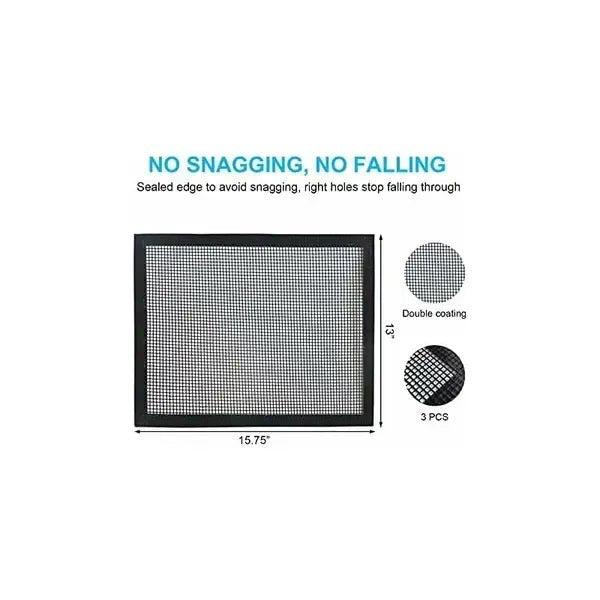 3 Pack Reusable Fibreglass Grill Mats 40 x 33 cm for Gas, Charcoal & Pellet Grills - Black - Home & Garden > BBQ > BBQs & Accessories - Rivercity House & Home Co. (ABN 18 642 972 209) - Affordable Modern Furniture Australia
