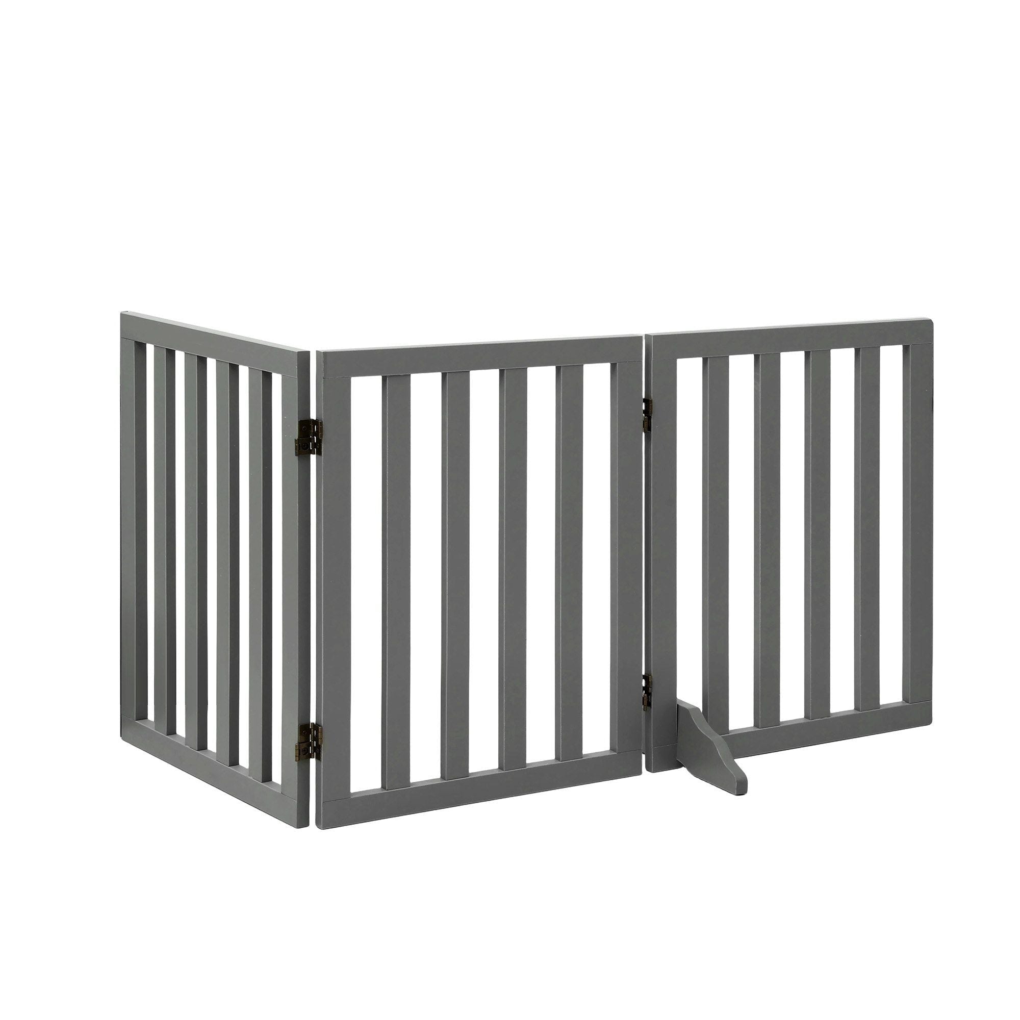 3-Panel Dog Gate Playpen Enclosure with Pet Door and Fence - Grey - Pet Care > Dog Supplies > Dog Playpens & Gates - Rivercity House & Home Co. (ABN 18 642 972 209) - Affordable Modern Furniture Australia