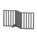 3-Panel Dog Gate Playpen Enclosure with Pet Door and Fence - Grey