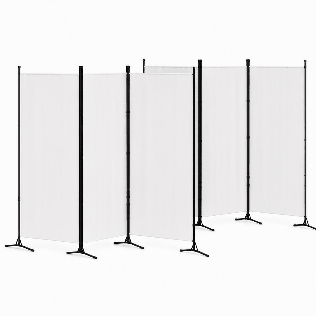3 Panel Folding Room Divider Set of 2 with Fabric Privacy Screen - White - Furniture > Bedroom > Room Dividers - Rivercity House & Home Co. (ABN 18 642 972 209) - Affordable Modern Furniture Australia