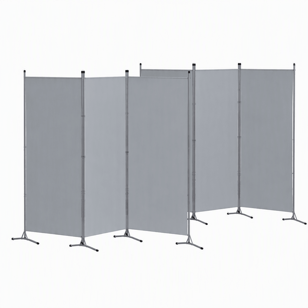 3 Panel Folding Room Divider Set of 2 with Fabric Privacy Screens - Grey - Furniture > Bedroom > Room Dividers - Rivercity House & Home Co. (ABN 18 642 972 209) - Affordable Modern Furniture Australia