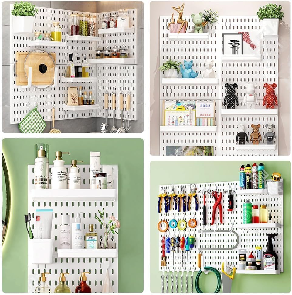 3 - Panel Pegboard Wall Organiser Kit with 17 Accessories for Office, Gaming & Craft Storage - Black - Tools > Tools Storage > Wall Storage Racks - Rivercity House & Home Co. (ABN 18 642 972 209) - Affordable Modern Furniture Australia