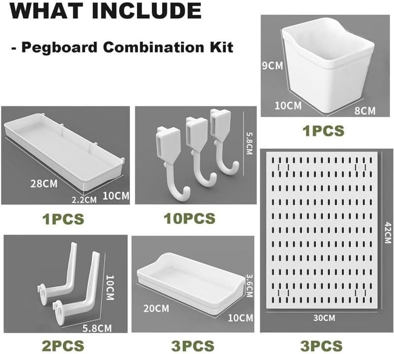 3 - Panel Pegboard Wall Organiser Kit with 17 Accessories for Office, Gaming & Craft Storage - Black - Tools > Tools Storage > Wall Storage Racks - Rivercity House & Home Co. (ABN 18 642 972 209) - Affordable Modern Furniture Australia