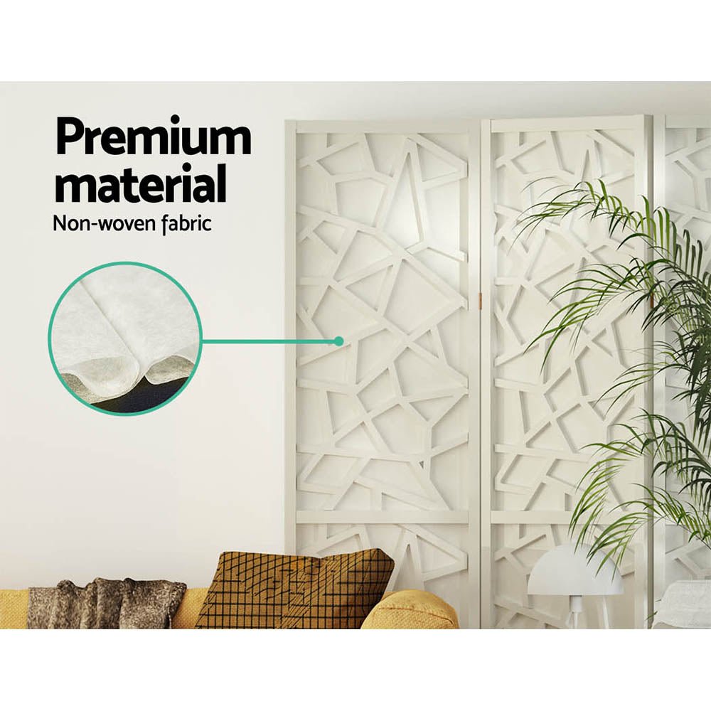 3 Panel Room Divider Screen 122x170cm Clover White - Furniture > Bedroom > Room Dividers - Rivercity House & Home Co. (ABN 18 642 972 209) - Affordable Modern Furniture Australia