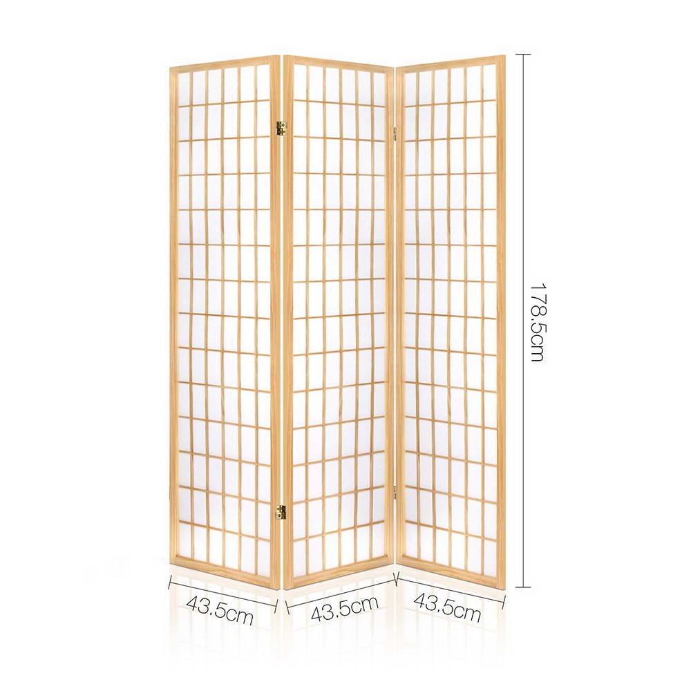 3 Panel Room Divider Screen 131x179cm - Natural - Furniture > Bedroom > Room Dividers - Rivercity House & Home Co. (ABN 18 642 972 209) - Affordable Modern Furniture Australia