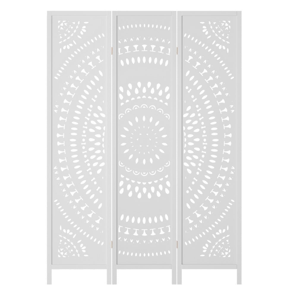 3 Panel Room Divider Screen 132x170cm Circle White - Furniture > Bedroom > Room Dividers - Rivercity House & Home Co. (ABN 18 642 972 209) - Affordable Modern Furniture Australia