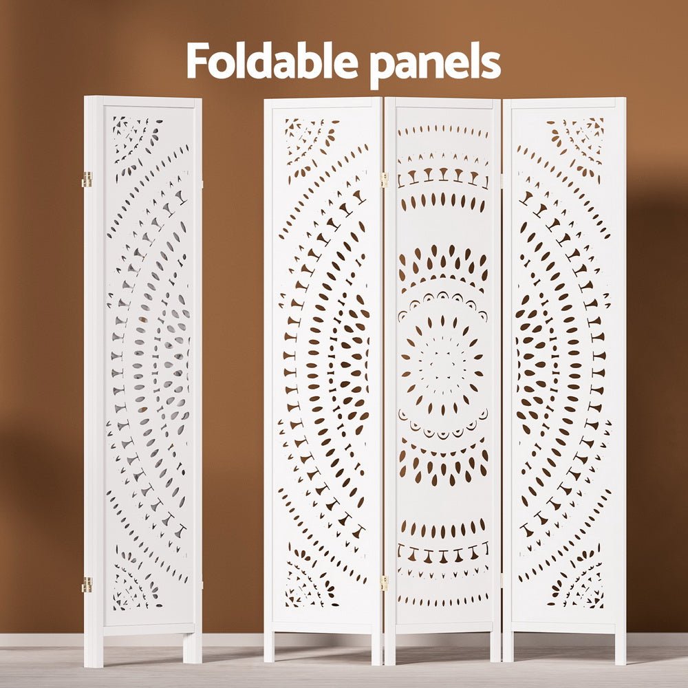3 Panel Room Divider Screen 132x170cm Circle White - Furniture > Bedroom > Room Dividers - Rivercity House & Home Co. (ABN 18 642 972 209) - Affordable Modern Furniture Australia