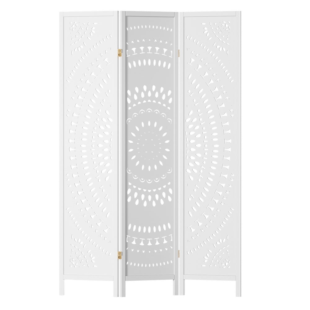 3 Panel Room Divider Screen 132x170cm Circle White - Furniture > Bedroom > Room Dividers - Rivercity House & Home Co. (ABN 18 642 972 209) - Affordable Modern Furniture Australia