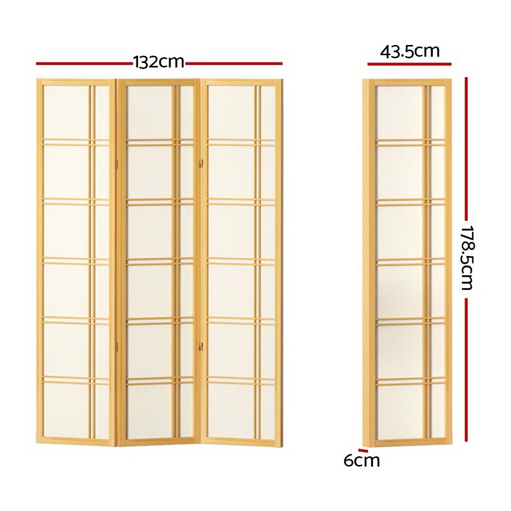 3 Panel Room Divider Screen 132x179cm Nova Natural - Furniture > Bedroom > Room Dividers - Rivercity House & Home Co. (ABN 18 642 972 209) - Affordable Modern Furniture Australia