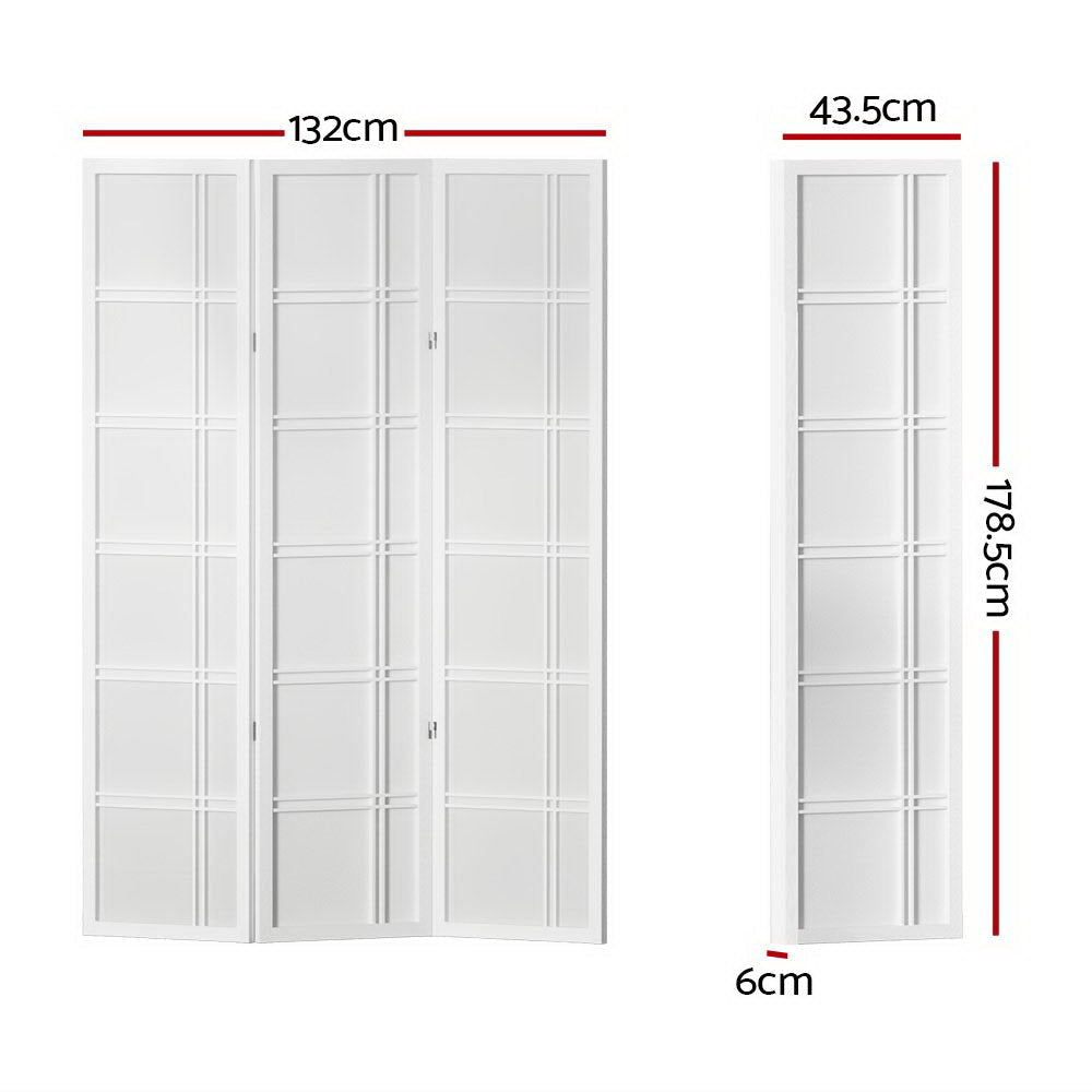 3 Panel Room Divider Screen 132x179cm Nova White - Furniture > Bedroom > Room Dividers - Rivercity House & Home Co. (ABN 18 642 972 209) - Affordable Modern Furniture Australia