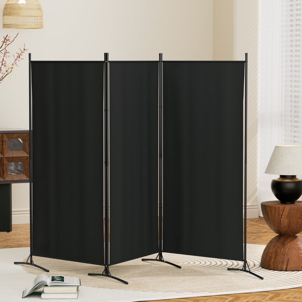 3 Panel Room Divider Screen 260x180cm Fabric Black - Furniture > Bedroom > Room Dividers - Rivercity House & Home Co. (ABN 18 642 972 209) - Affordable Modern Furniture Australia