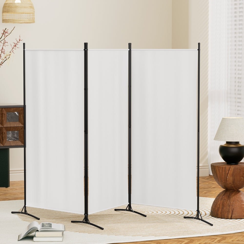 3 Panel Room Divider Screen 260x180cm Fabric White - Furniture > Bedroom > Room Dividers - Rivercity House & Home Co. (ABN 18 642 972 209) - Affordable Modern Furniture Australia