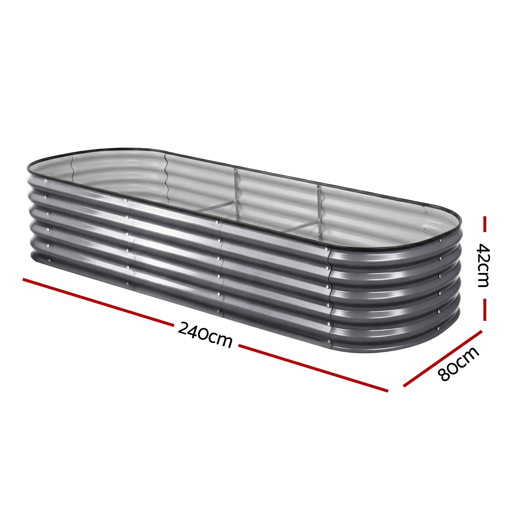 3 Pcs Raised Garden Bed Kit Oval Galvanized Steel Planter Boxes 240x80x42cm, Heavy Duty Metal Elevated Garden Bed for Vegetables Flowers Herbs, with Safety Edging, Gloves & Pegs Included - Home & Garden > Garden Beds > Garden Beds & Planters - Rivercity House & Home Co. (ABN 18 642 972 209) - Affordable Modern Furniture Australia
