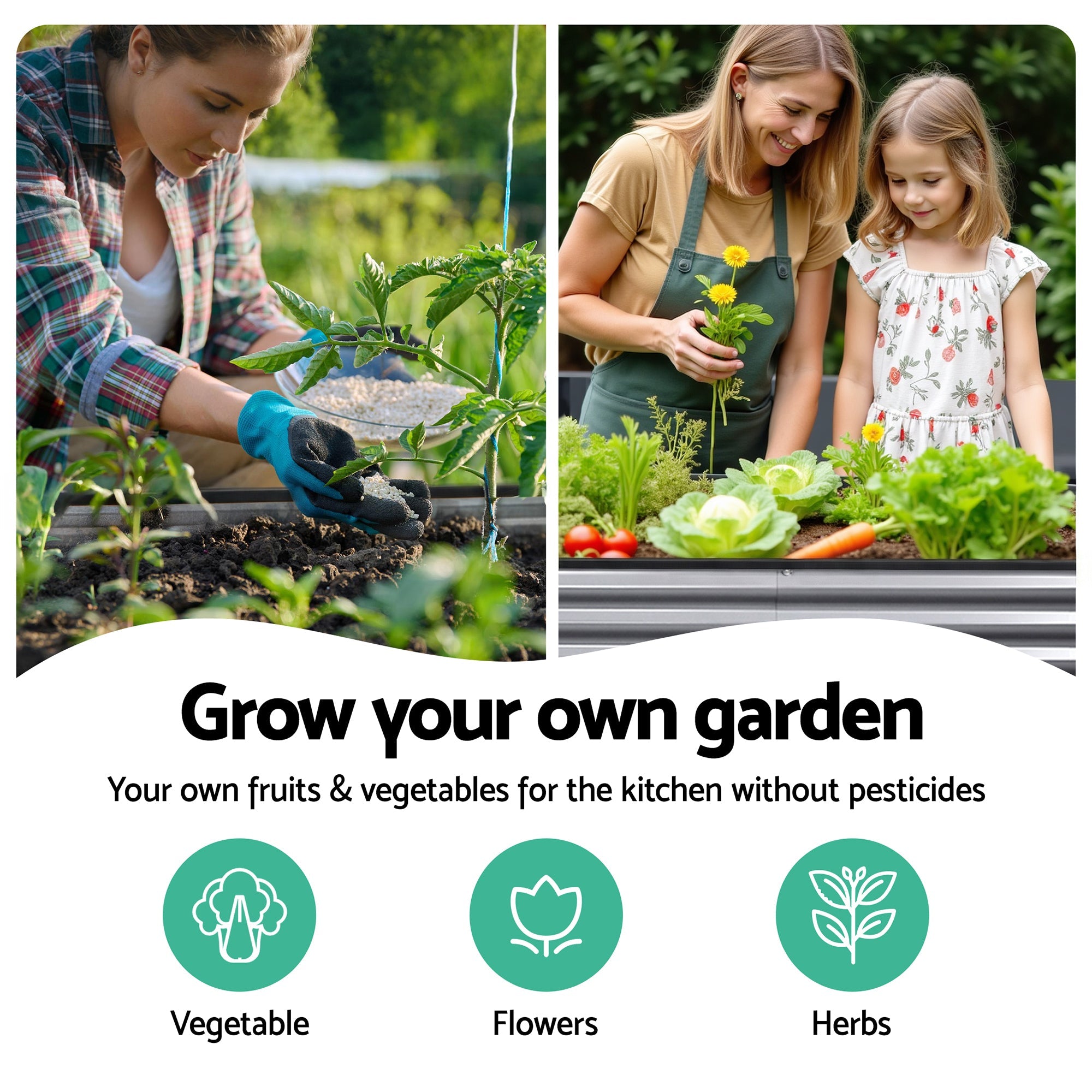 3 Pcs Raised Garden Bed Kit Oval Galvanized Steel Planter Boxes 240x80x42cm, Heavy Duty Metal Elevated Garden Bed for Vegetables Flowers Herbs, with Safety Edging, Gloves & Pegs Included - Home & Garden > Garden Beds > Garden Beds & Planters - Rivercity House & Home Co. (ABN 18 642 972 209) - Affordable Modern Furniture Australia