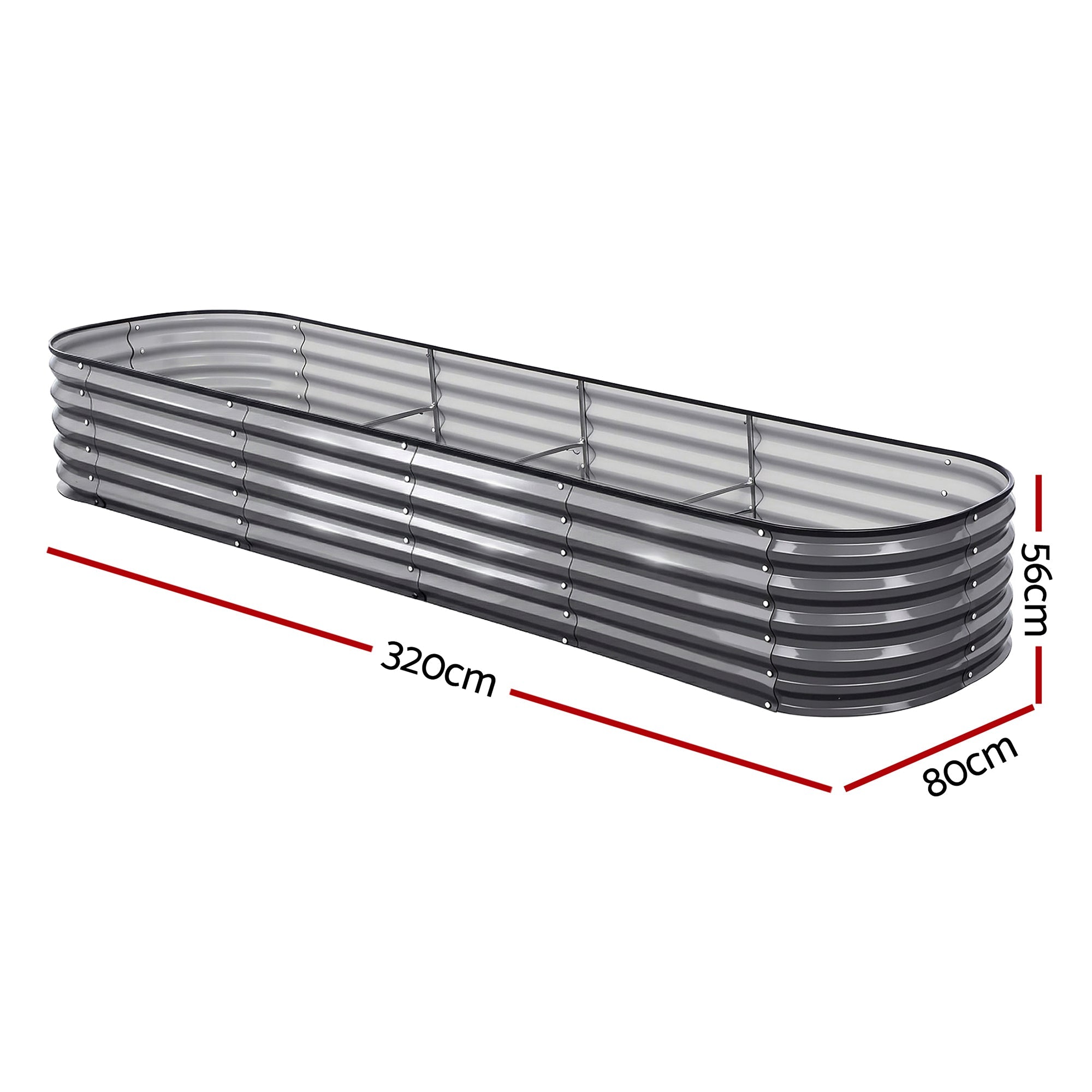 3 Pcs Raised Garden Bed Kit Oval Galvanized Steel Planter Boxes 320x80x42cm, Heavy Duty Metal Elevated Garden Bed for Vegetables Flowers Herbs, with Safety Edging, Gloves & Pegs Included - Home & Garden > Garden Beds > Garden Beds & Planters - Rivercity House & Home Co. (ABN 18 642 972 209) - Affordable Modern Furniture Australia