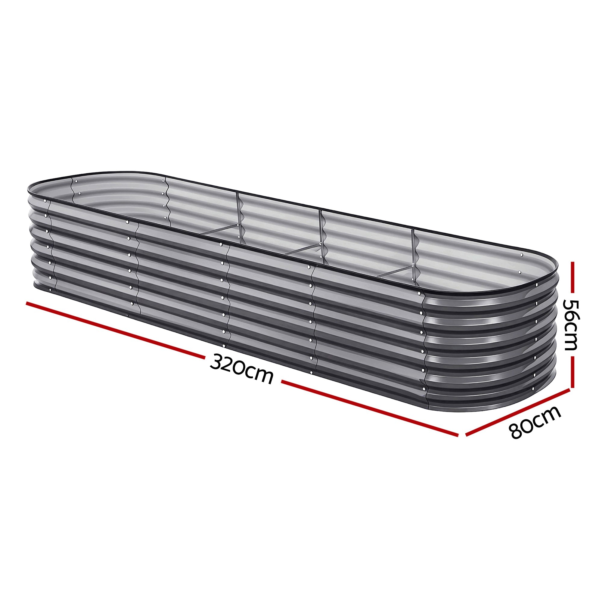 3 Pcs Raised Garden Bed Kit Oval Galvanized Steel Planter Boxes 320x80x56cm, Heavy Duty Metal Elevated Garden Bed for Vegetables Flowers Herbs, with Safety Edging, Gloves & Pegs Included - Home & Garden > Garden Beds > Garden Beds & Planters - Rivercity House & Home Co. (ABN 18 642 972 209) - Affordable Modern Furniture Australia