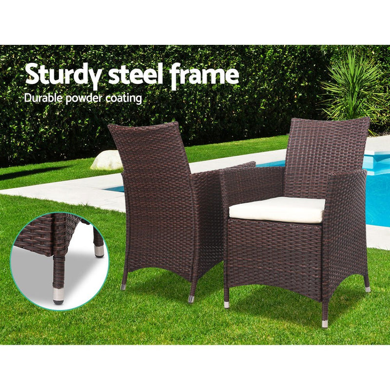 3 Piece Brown Wicker Outdoor Furniture Set - Furniture - Rivercity House & Home Co. (ABN 18 642 972 209) - Affordable Modern Furniture Australia