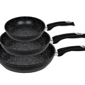 Healthy Choice 3-Piece Forged Frypan Set with Non-Stick Black Marble Coating - Black