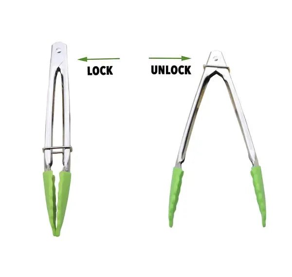 3 Piece Mini Silicone Cooking Tongs Set with Stainless Steel Handles 18 cm - Green - Home & Garden > Kitchenware > Kitchen Utensils - Rivercity House & Home Co. (ABN 18 642 972 209) - Affordable Modern Furniture Australia