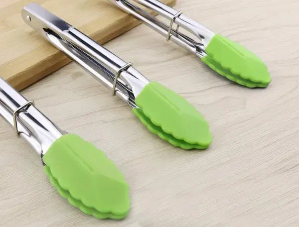 3 Piece Mini Silicone Cooking Tongs Set with Stainless Steel Handles 18 cm - Green - Home & Garden > Kitchenware > Kitchen Utensils - Rivercity House & Home Co. (ABN 18 642 972 209) - Affordable Modern Furniture Australia