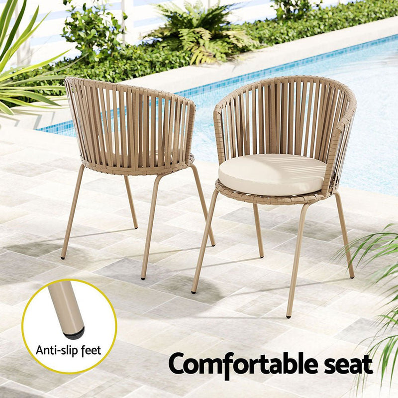 3 Piece Outdoor Bistro Setting Beige - Furniture > Outdoor - Rivercity House & Home Co. (ABN 18 642 972 209) - Affordable Modern Furniture Australia