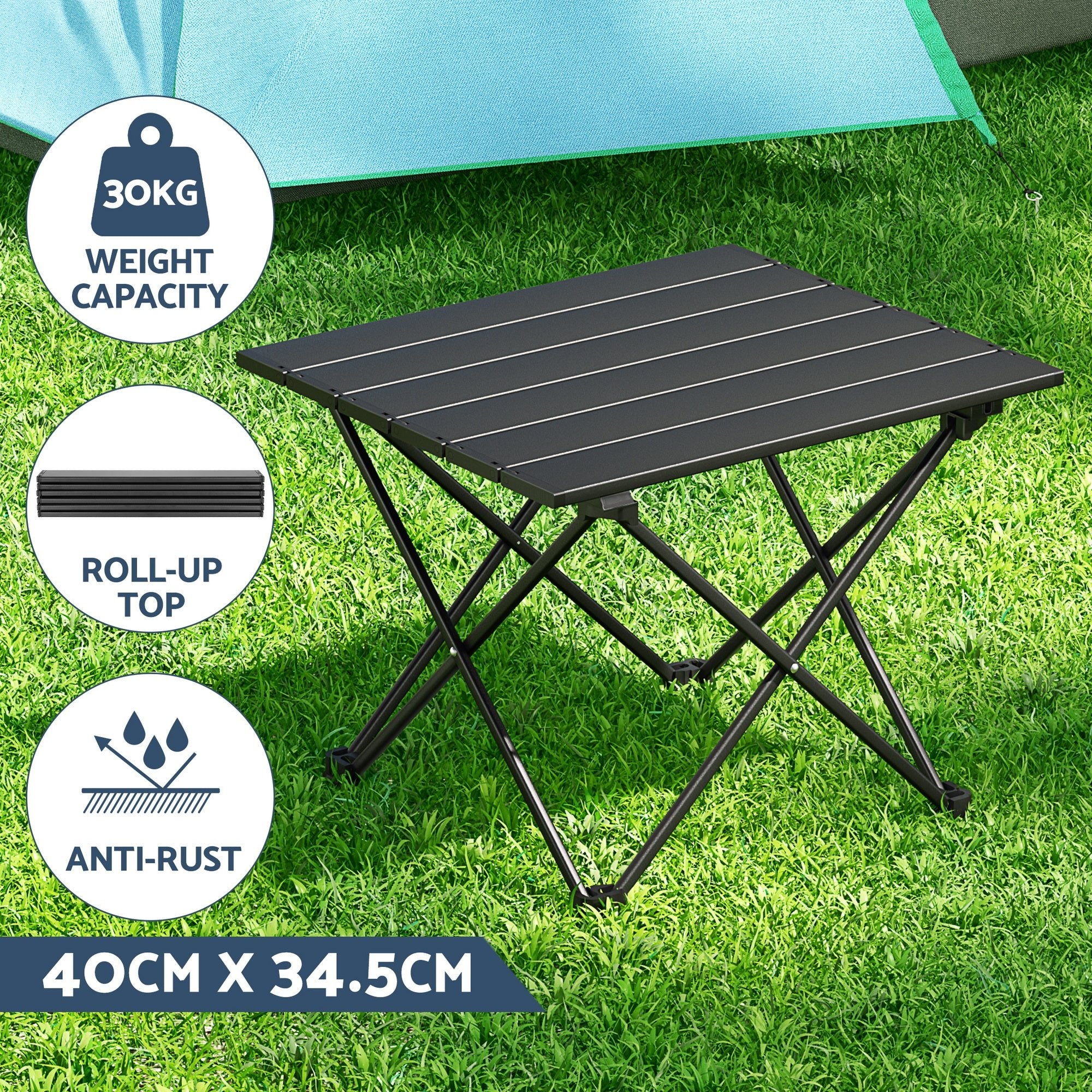 3-Piece Outdoor Folding Camping Table and Chair Set - Aluminium - Outdoor Recreation > Camping > Camp Furniture - Rivercity House & Home Co. (ABN 18 642 972 209) - Affordable Modern Furniture Australia
