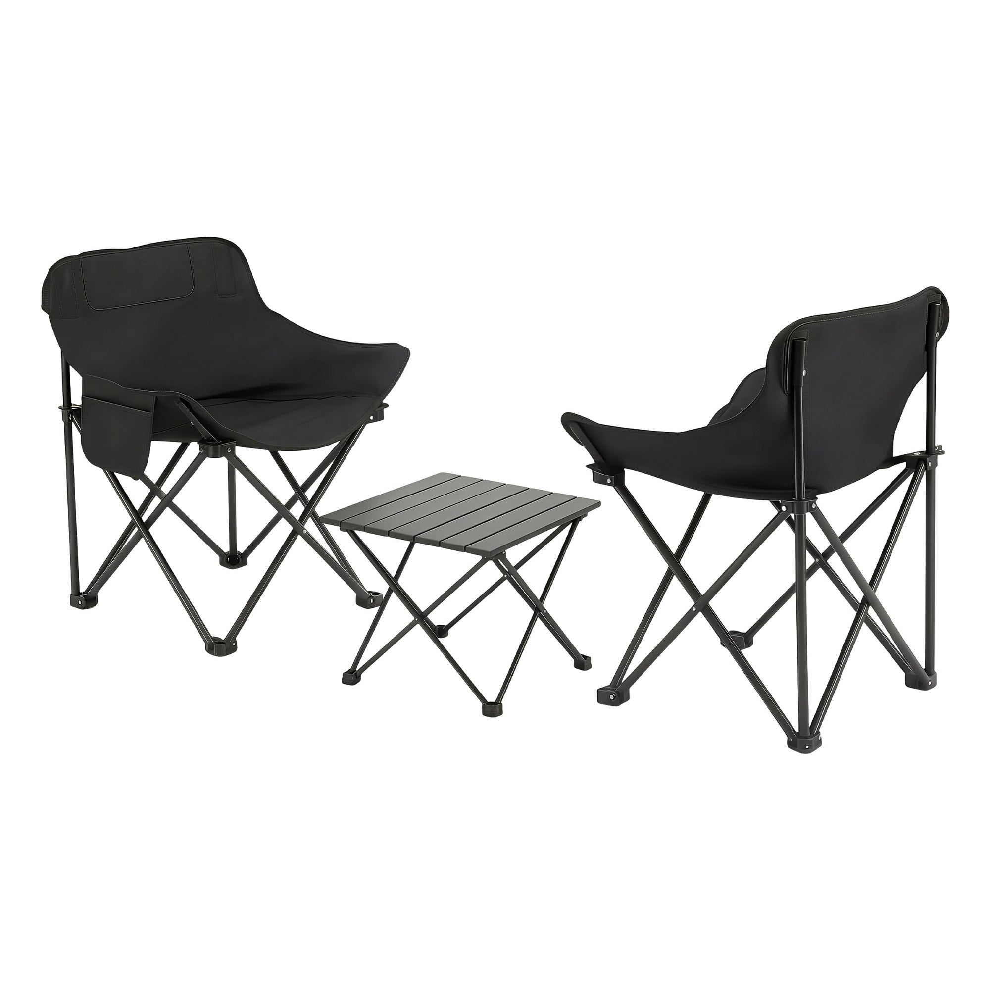 3-Piece Outdoor Folding Camping Table and Chair Set - Aluminium - Outdoor Recreation > Camping > Camp Furniture - Rivercity House & Home Co. (ABN 18 642 972 209) - Affordable Modern Furniture Australia