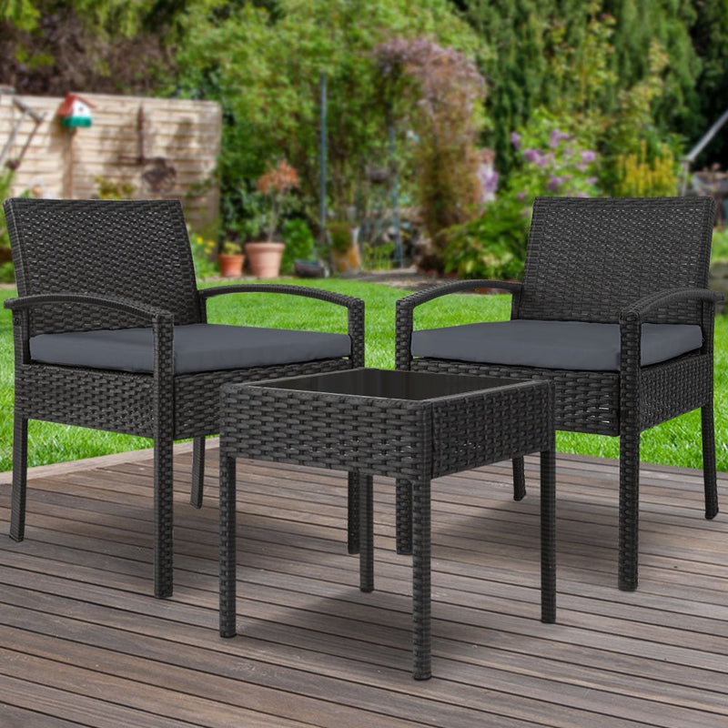 3 Piece Outdoor Set (Black) - Brand - Rivercity House & Home Co. (ABN 18 642 972 209) - Affordable Modern Furniture Australia