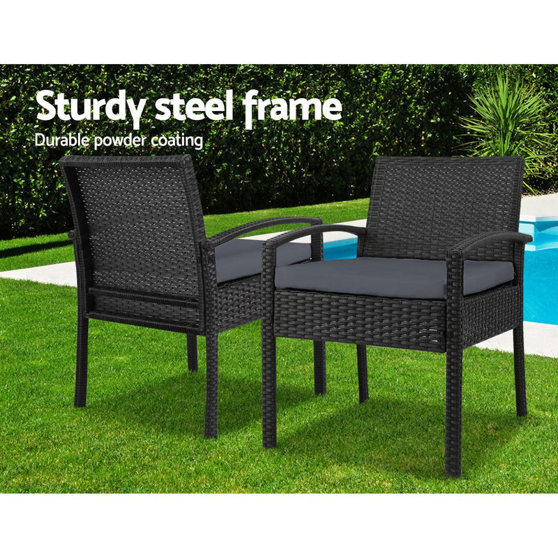 3 Piece Outdoor Set (Black) - Brand - Rivercity House & Home Co. (ABN 18 642 972 209) - Affordable Modern Furniture Australia